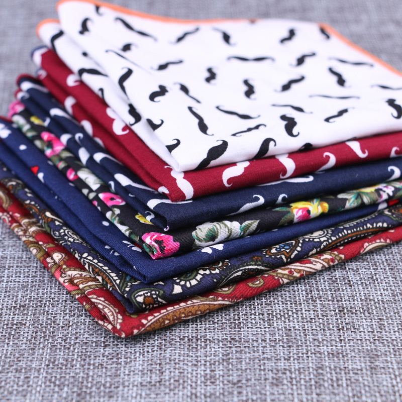 Handkerchief Cotton Men - Moda bawełniana z kieszenią kwadratowy kwiat