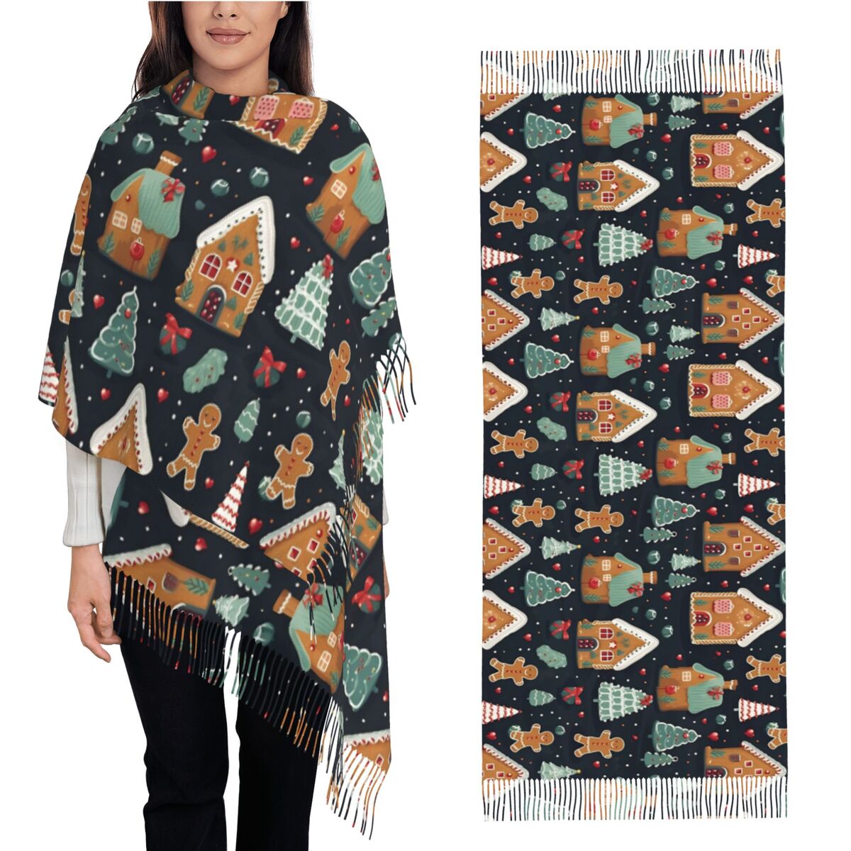Pashmina Wrap Large - Świąteczne Przyjemności - Fantazyjne Pierniki i