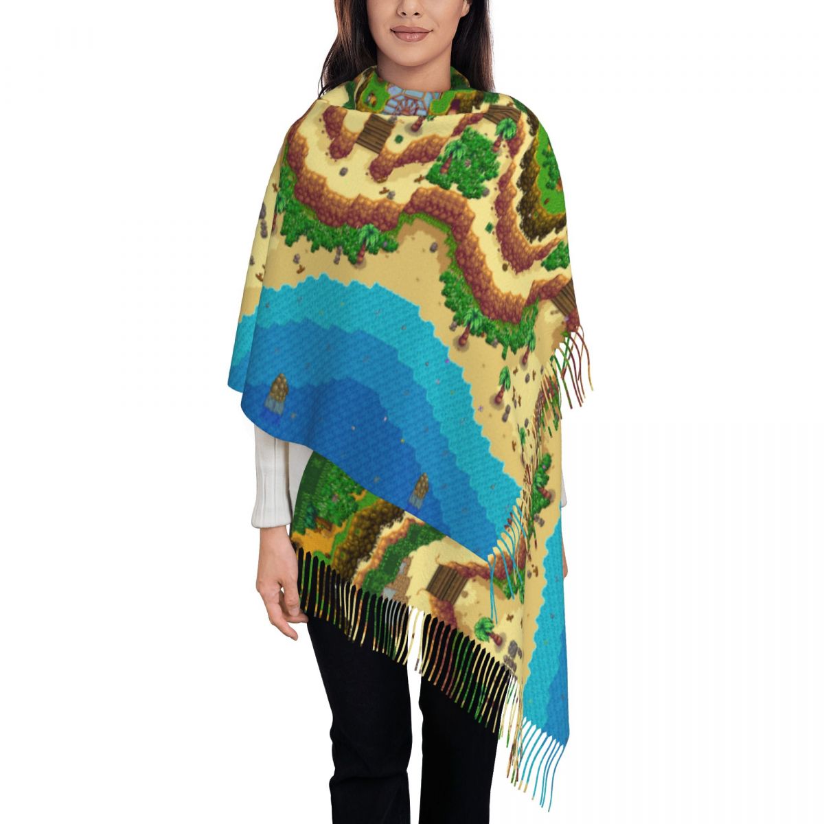 Pashmina Wrap Large - Szal z mapą Stardew Valley dla
