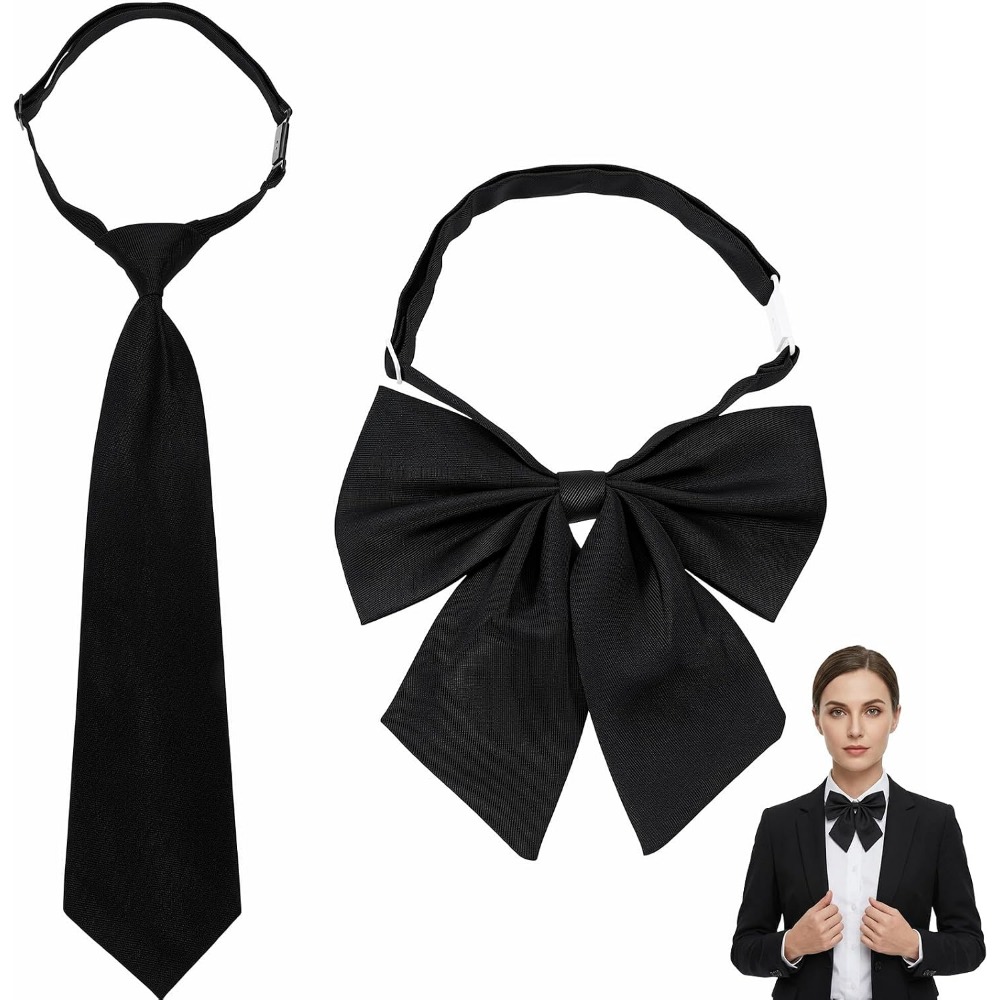 Bow Tie Pre Tied - Czarne muchy z kokardą dla kobiet,