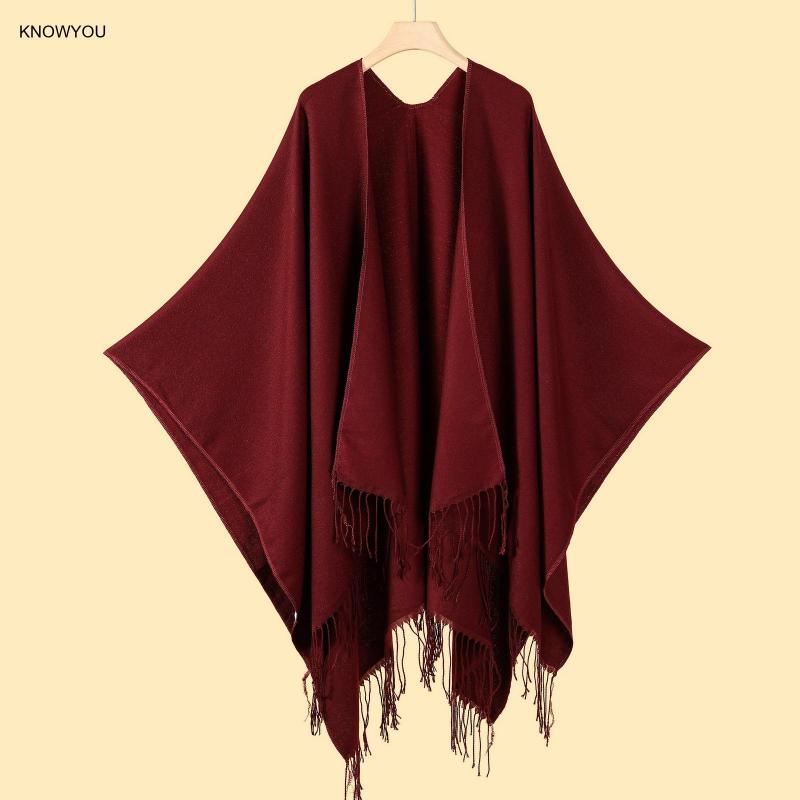 Muffler Men Wool - Jednokolorowe poncza mężczyźni kobiety duże rozmiary