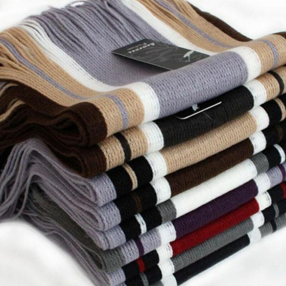 Muffler Men Wool - Męski szal z kaszmiru w paski,
