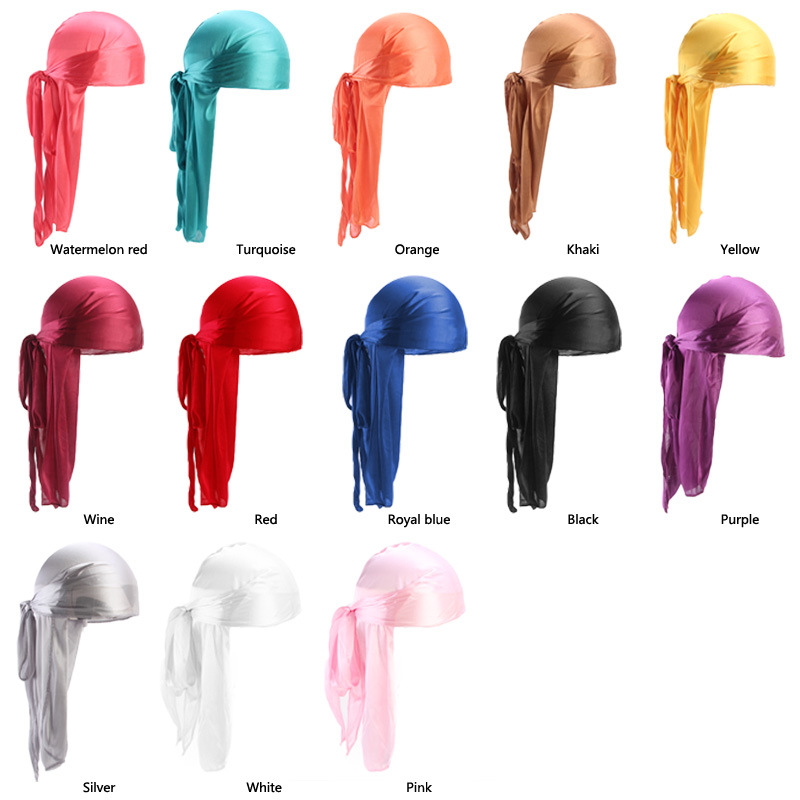 Bandana Doo Rag - Męskie jedwabiste bandany Durags Turban kapelusz