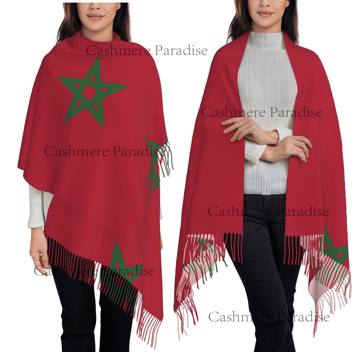 Infinity Scarf Knit - Szaliki damskie z motywem flagi Maroka,
