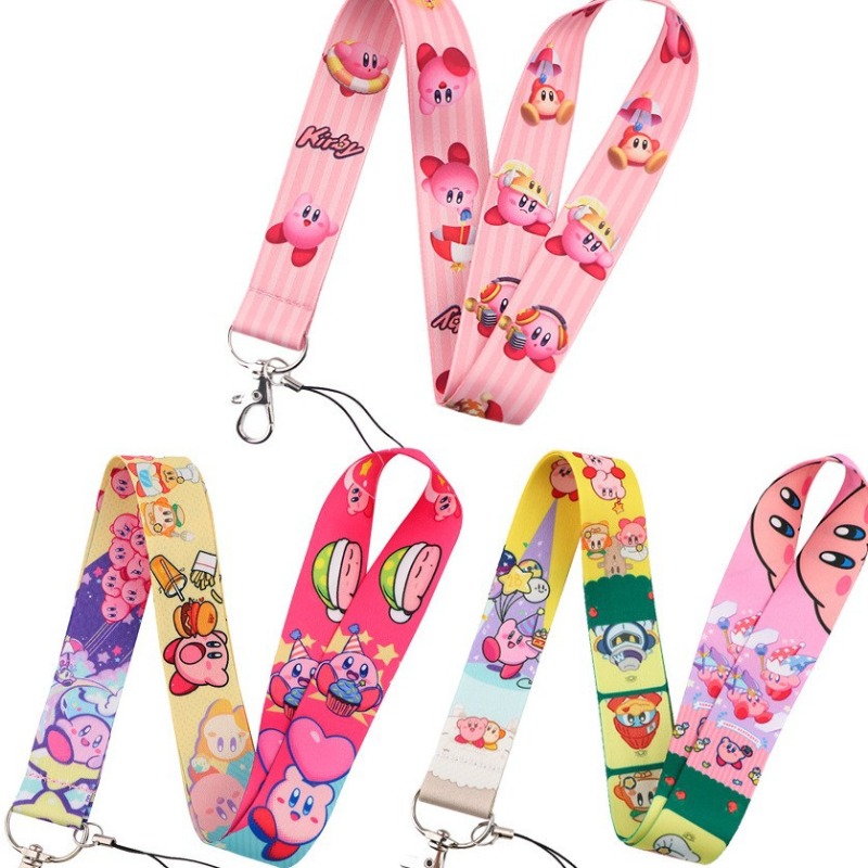 Lanyard Badge Holder - Słodka, kolorowa smycz z nadrukiem Kirby,