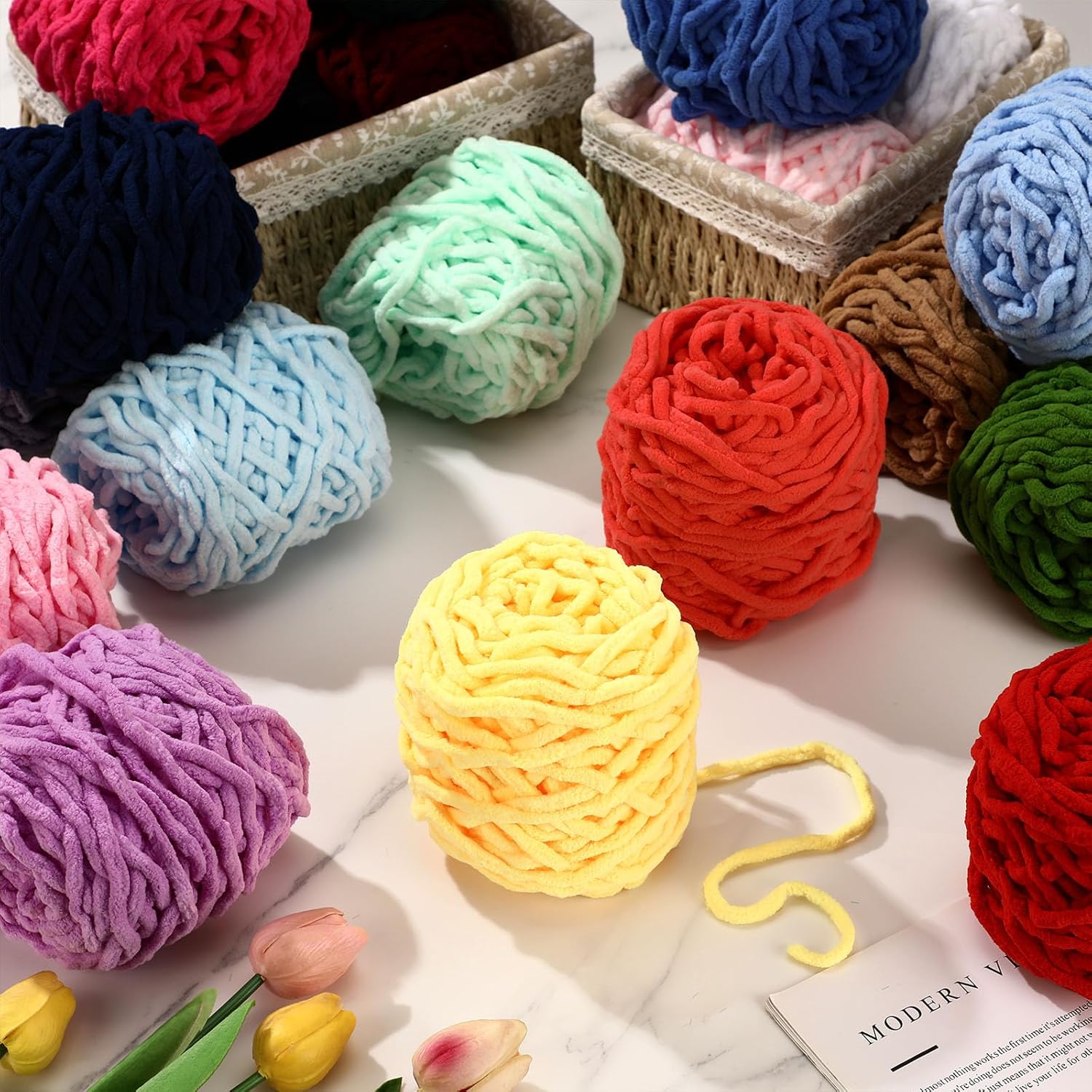 3 SZT. 300g Włóczka Chenille M – Woven Scarf Blanket recenzja i cena