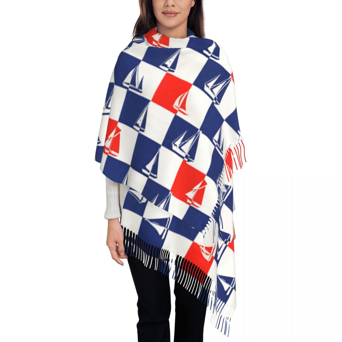 Szal z motywem żaglówki, ocean – Pashmina Wrap Large recenzja i cena