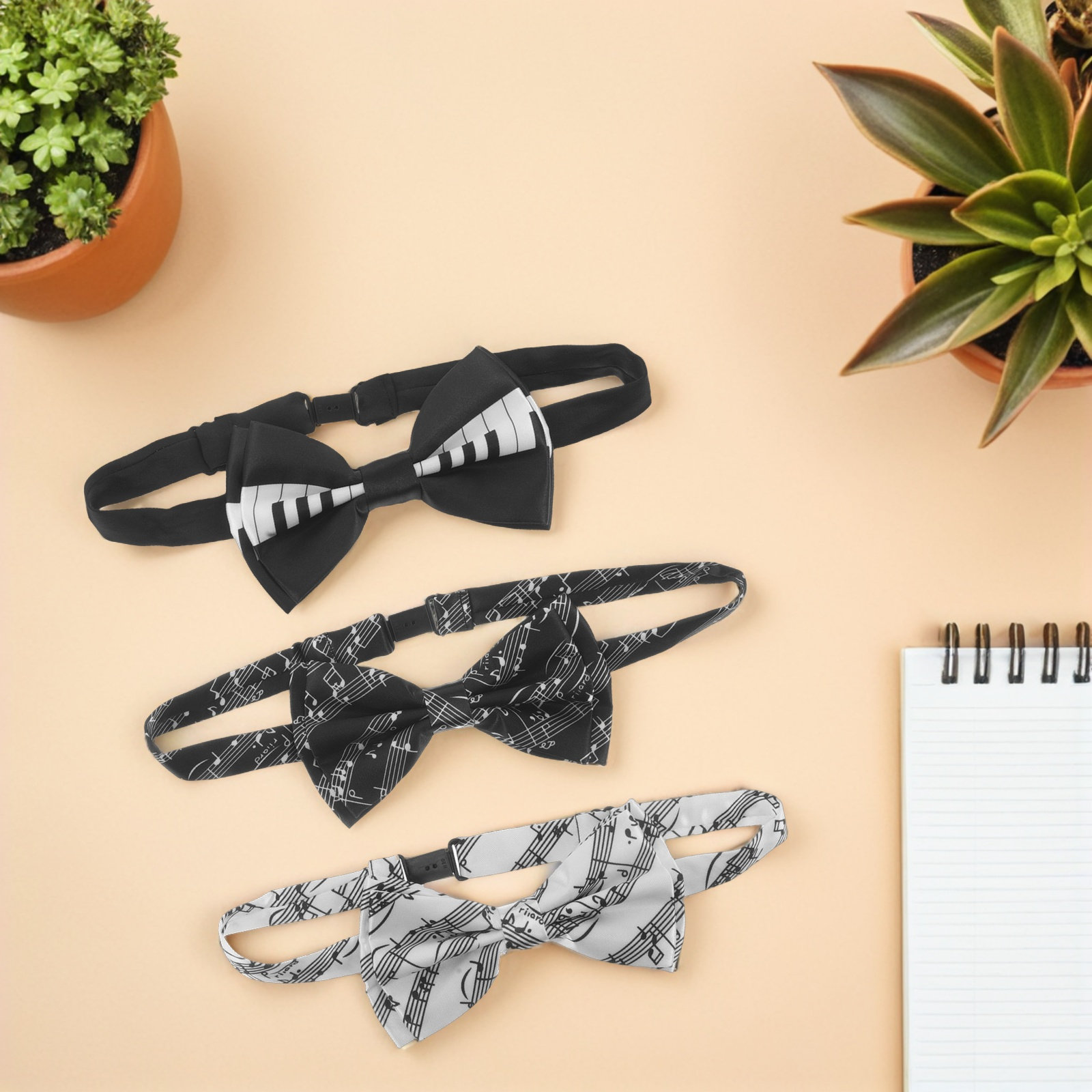 Zestaw 3 muszki z motywem nut  – Bow Tie Pre Tied recenzja i cena