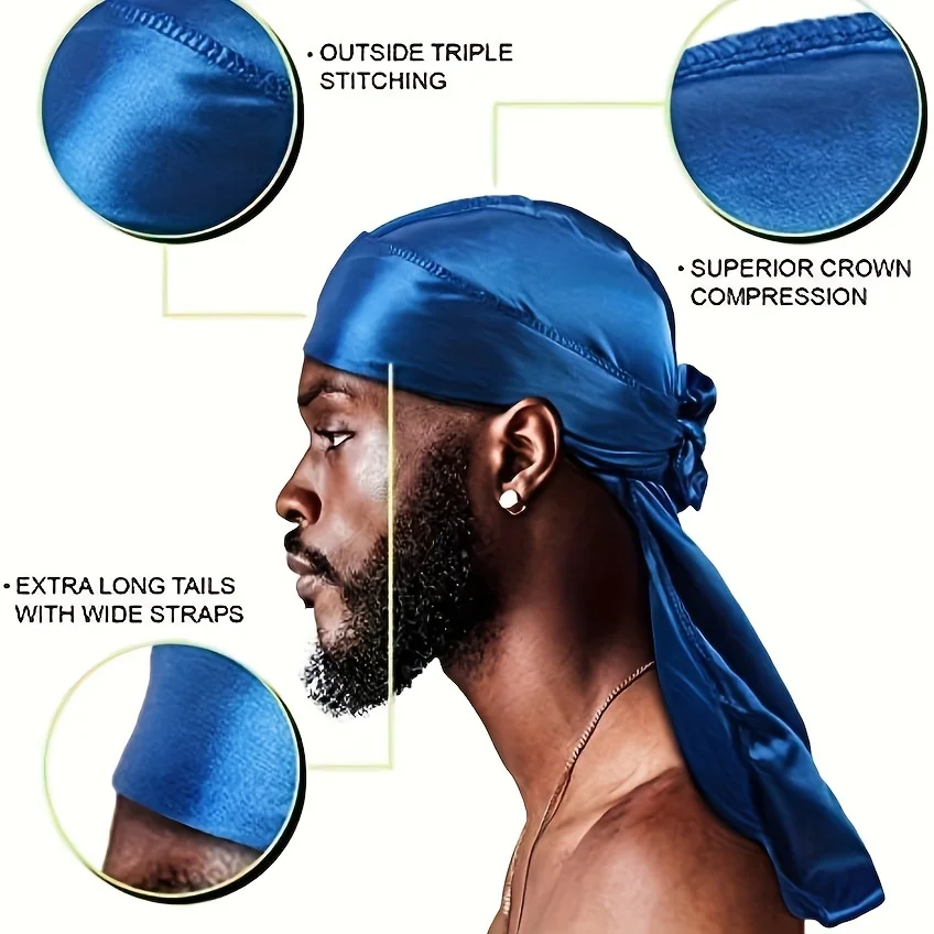 Męski jedwabny durag, czepek,  – Bandana Doo Rag recenzja i cena