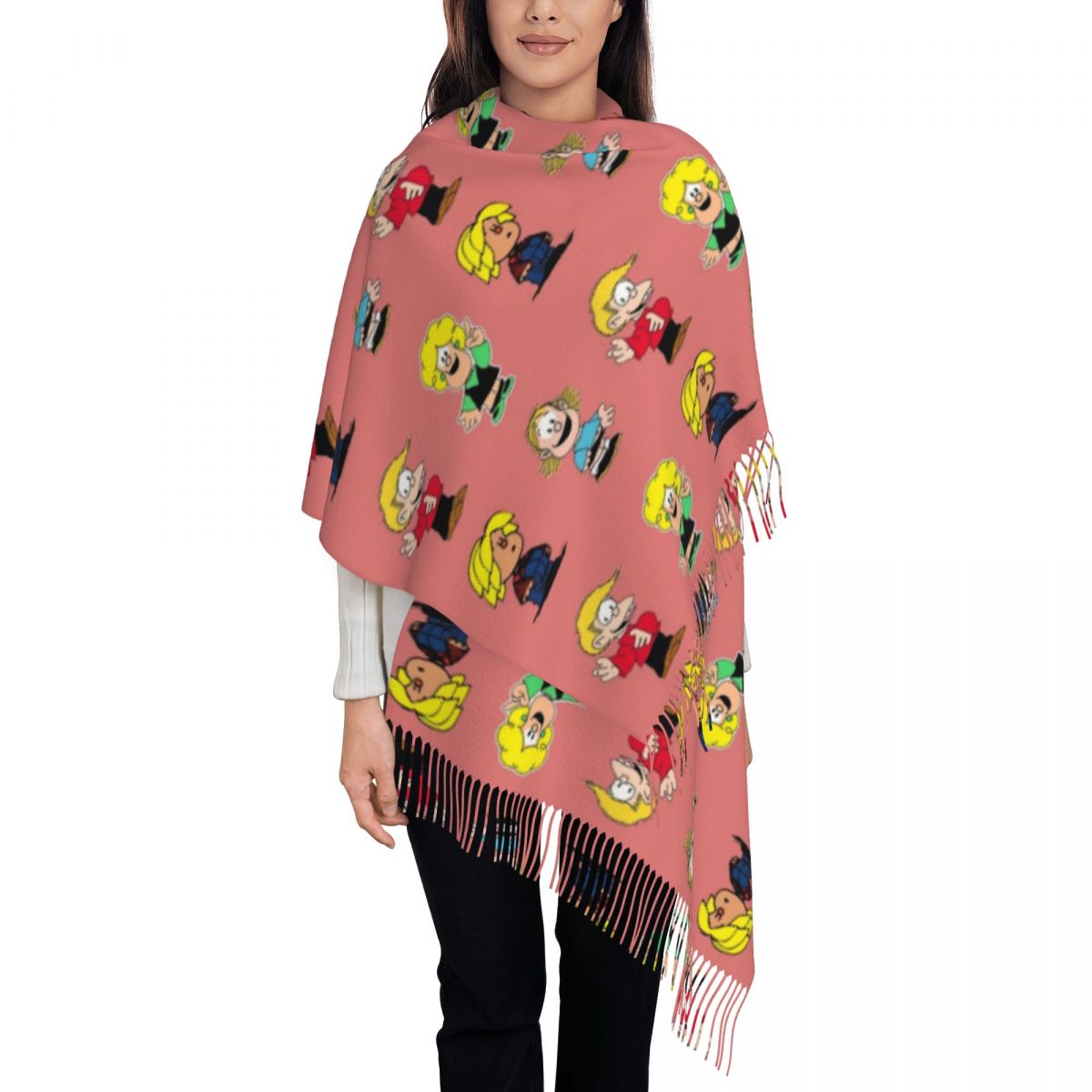 Damski szal z frędzlami, posta – Pashmina Wrap Large recenzja i cena