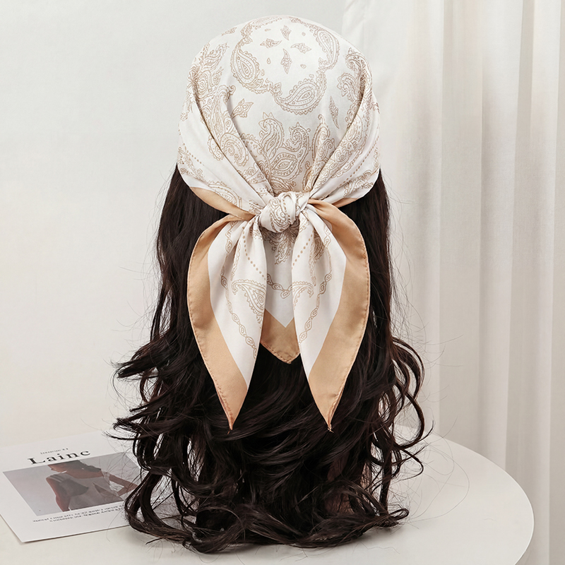 Vintage Beżowa Apaszka Kwadrat – Ascot Neck Scarf recenzja i cena