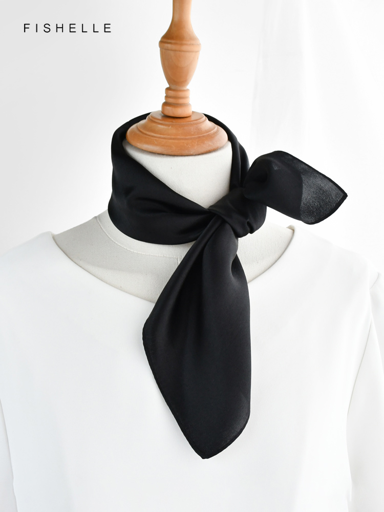 Jednolity kolor czarny czysty  – Scarf Silk Square recenzja i cena